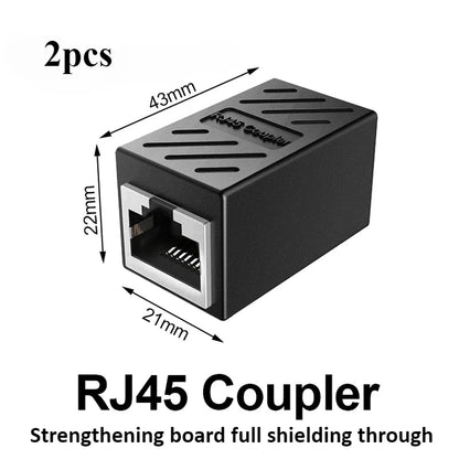 New RJ45 Connector Cat7/6 Ethernet Adapter Gigabit Interface Network Extender Convertor For Extension Cable Female to Female