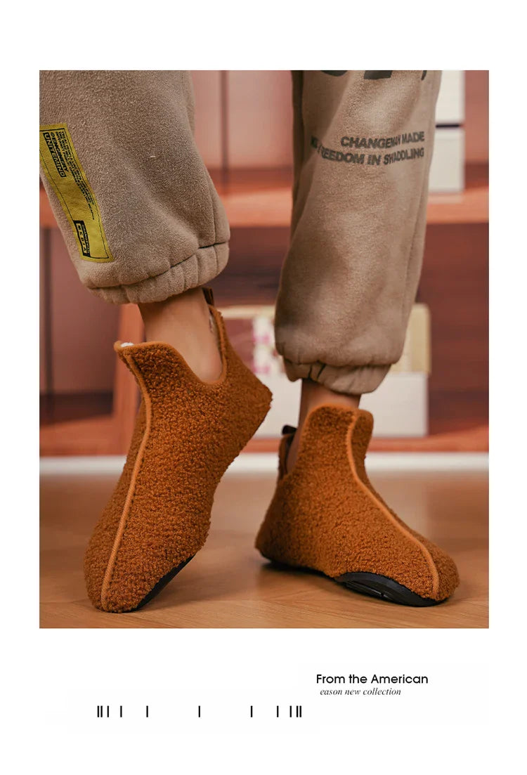 Winter Slippers Men Couples Slippers Non-slip Warm Women and Men Slipper Indoor Soft Shoes Comfortable Flat Home Cotton Shoe