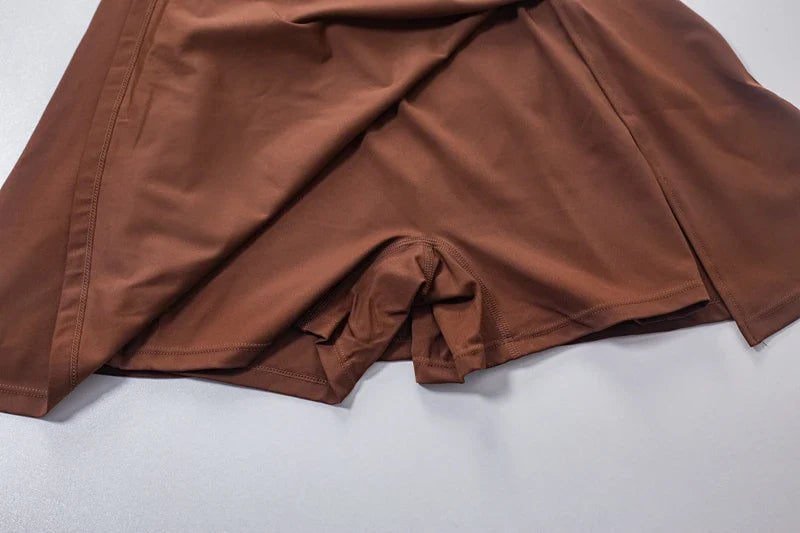 QINACTIVE Women's sports beautiful back dress Removable chest cushion cushion breathable outdoor yoga tennis skirt