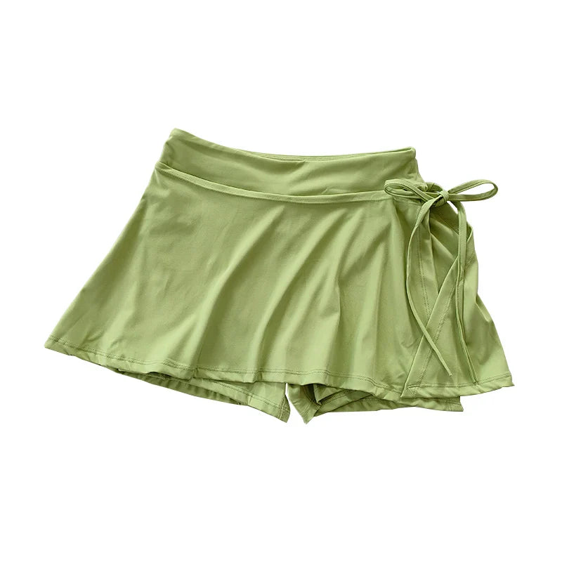 Sports Yoga Skirt Badminton Tennis Skirt Pants Half-Body Quick Drying Pocket Skirt Side Split Strap Skirt Pants for Outwear