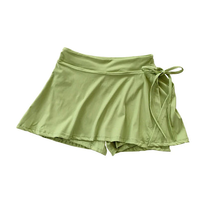 Sports Yoga Skirt Badminton Tennis Skirt Pants Half-Body Quick Drying Pocket Skirt Side Split Strap Skirt Pants for Outwear