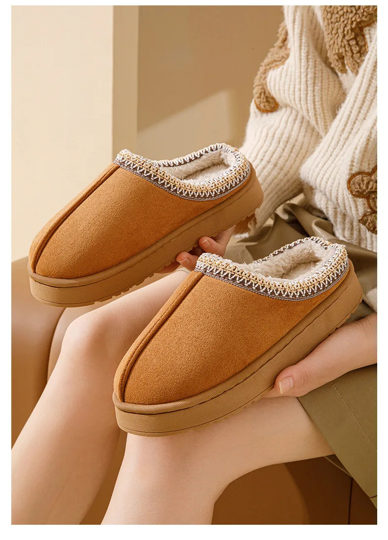 Winter Bohemian Style Indoor Fluffy Slippers with Anti-Slip and Warm Design for Comfortable Feet