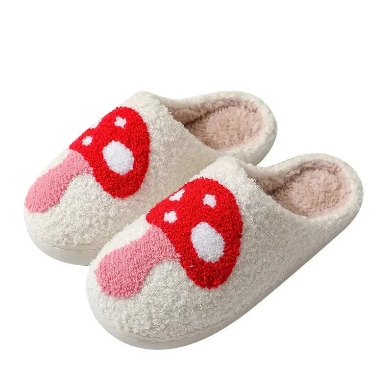 Winter Home Women Slippers Cozy Comfortable Style Embroidered agaric Soft Houseshoes Shoes
