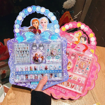 Disney Children's Nail Sticker Set Elsa Princess Dress Up Cute Kawaii Stickers Waterproof Nail Art Stickers Frozen Girl Gift Toy