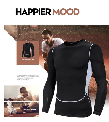 Men Compression Running T Shirt Fitness Tight Long Sleeve Sport Tshirt Training Jogging Shirts Gym Sportswear Quick Dry Rashgard