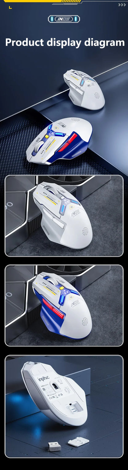 Inphic IN9 Wireless Gaming Mouse Rechargeable Ergonomics Bluetooth Mouse RGB Lighting Effect Desktop Computer Laptop Universal