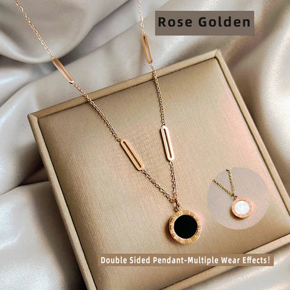 Classic Fashion Stainless Steel Roman Digital Wafer Pendant Necklace 2025 Fashion Jewelry Christmas Party Women's Sexy Necklace