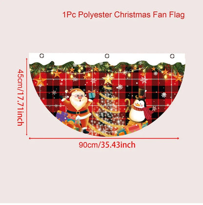 Christmas Fan-shaped Flag Banner Christmas Decoration for Home 2024 Christmas Ornament Xmas Navidad Noel Gift New Year 2025
