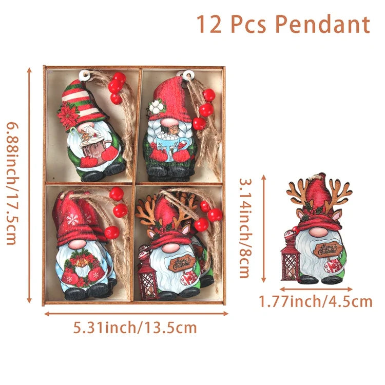 Christmas Gnomes Wooden Pendants Merry Christmas Decorations For Home 2024 Xmas Tree Christmas Ornaments Navidad New Year Gift