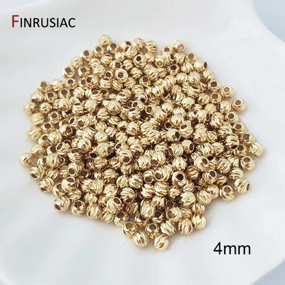 18K Gold Plated Brass Spacer Beads For Jewelry Making Materials,Separators For Beads, Striped Cut Flower Beads For Needlework