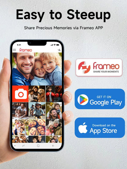 Frameo 10.1 Inch WiFi Digital Picture Frame，1280 * 800IPS HD Cloud Smart Digital Photo Frame,32GB Storage, Wall Mountable, Auto-