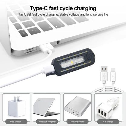 Keychain Flashlight for Police USB Recharge LED Flashlight Shoulder Clip Lights Warning Flashing Light Outdoor Work Light Lamp