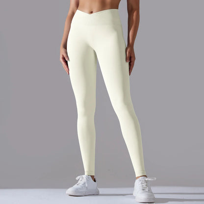 Crossover Waist Women Yoga Leggings Hips Lifting Gym Leggings Seamless Sport Pants High Waist Fitness Leggings Workout Running