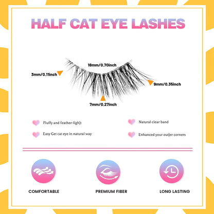 Half eyelashes, natural appearance 10 pairs of thick cat eyelashes 10mm Wispy eyelashes with short false eyelashes 3D04-10F