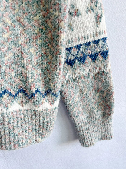 Winter Clothes Women 2023 New Year Sweater Snowflake Vintage Loose Jumper Red Long Sleeve Knitted Pullover Holiday Tops