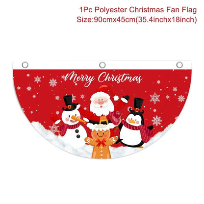 Christmas Fan-shaped Flag Banner Christmas Decoration for Home 2024 Christmas Ornament Xmas Navidad Noel Gift New Year 2025