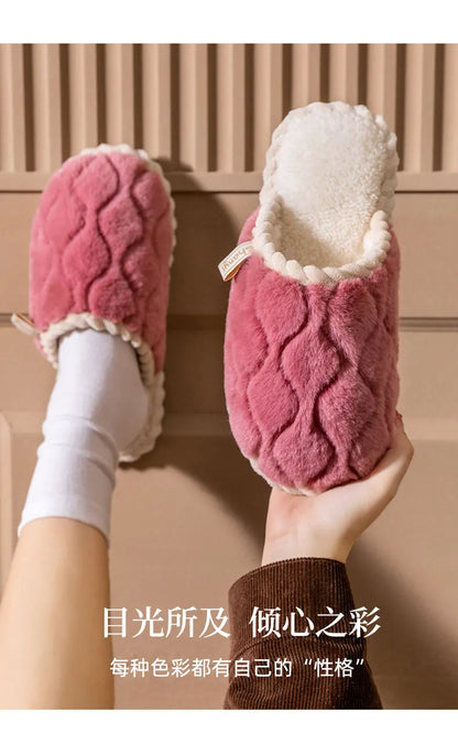 Cotton Slippers for Women Suitable for Spring Autumn Living Indoor Anti Slip Home Warm Home Couple Winter Furry Men Slippers