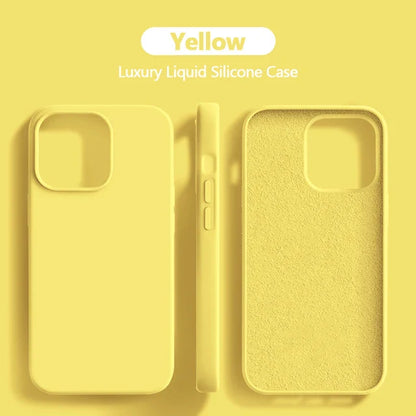 Original For iPhone 15 14 13 12 11 Pro Max Mini Case Liquid Silicone Soft Cover XR X XS 8 Plus Shockproof Protective Phone Cases