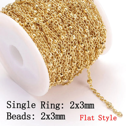 No Fade 2Meters Stainless Steel Chains for Jewelry Making DIY Necklace Bracelet Accessories Gold Chain Lips Beads Beaded Chain