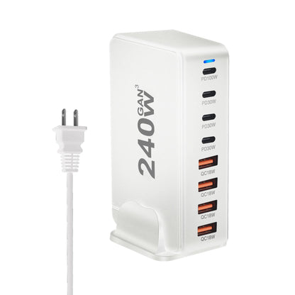 240W  Desktop GaN Charger 8-port USB Type C PD Charger Fast Charge 3.0 USB Type C Fast Charger Mobile USB Charger