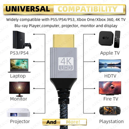 HDMI-Compatible Cable 2.0 Wire 4K 60Hz for Xiaomi Xbox PS5 PS4 Laptops HDMI-Compatible Splitter Digital Cable Cord 2m 3m 5m 10m