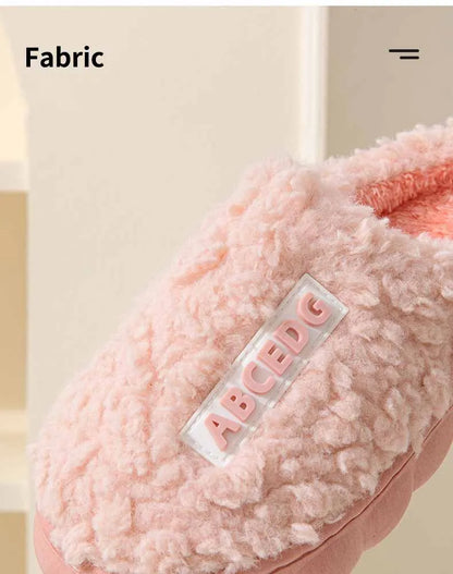 Eyriphy New Fashion Cotton Slippers For Women Winter Warm House Shoes Curly Faux Cotton Bedroom Slides Non-Slips Comfort Slipper