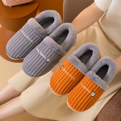 Eyriphy Winter Warm Plush Slippers Women Comfort Warm Cotton Shoes Soft Sole Indoor Outdoor Bedroom Slides Female Lovely Slipper