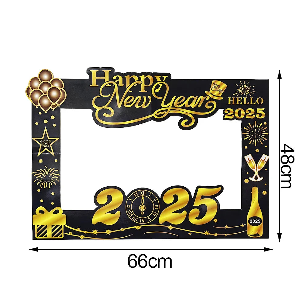 Happy New Year 2025 Balloons Gold Number 2025 Foil Balloons Happy New Year Letters Balloon Banner Gold New Years Eve Party Decor
