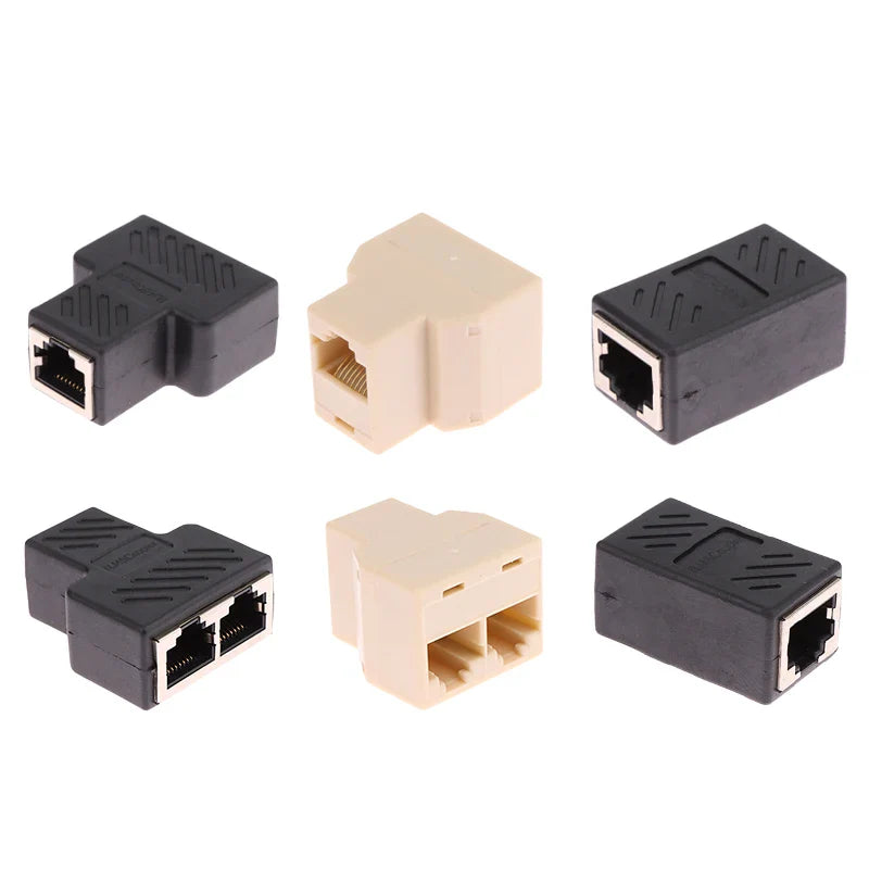 RJ45 1 To 1/2 LAN Ethernet Network Cable Female Splitter Adapter Connector Splitter Extender Plug Network Tee Head Connection