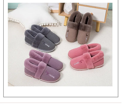 Bebealy Men Shoes Fur Women Slippers Winter House Shoes For Women Indoor Plush Warm Women Shoes 2024 Casual Home Shoes For Men