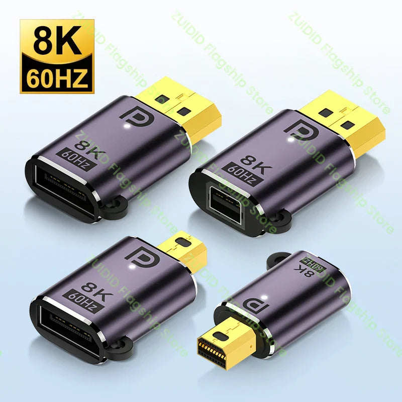 Mini DP to Displayport 1.4 Adapter Converter 8K@60Hz Bi-Directional DP to Mini DP Male to Female Cable Extender for MacBook Pro
