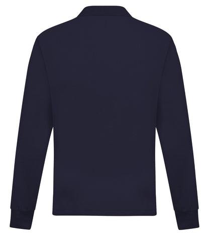 Mens Long Sleeve Polo Shirt Casual Top 2 Button Collared Pique Lightweight