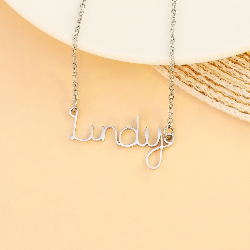 English Name Letter Necklace For Women Stainless Steel