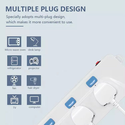 Surge Protected Extension Lead 4 Gang With 2 USB Way Power Cable Plug Sockets